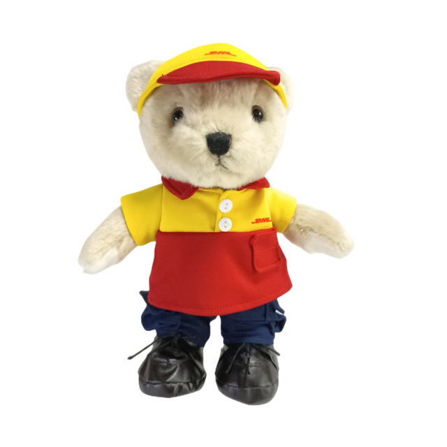 Dhl koerier mascotte teddybeer op maat zacht gevulde pluche dierenspeelgoed