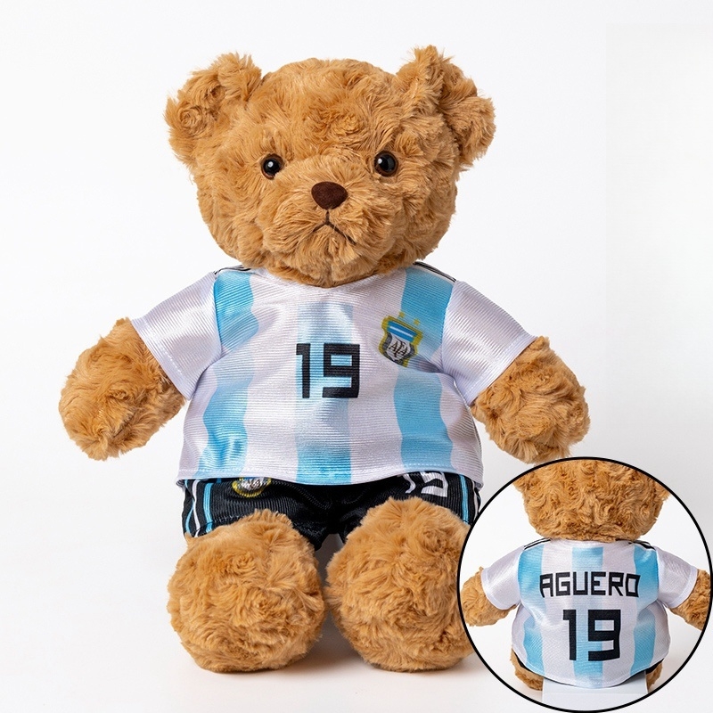 Maskot Sepak Bola Permainan Dunia Boneka Kartun Boneka Beruang Lembut Boneka Mainan dengan Kaus Kustom