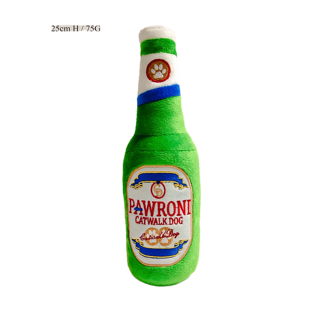Pawroni Bia chai đồ chơi mềm mại squeaker squeaker