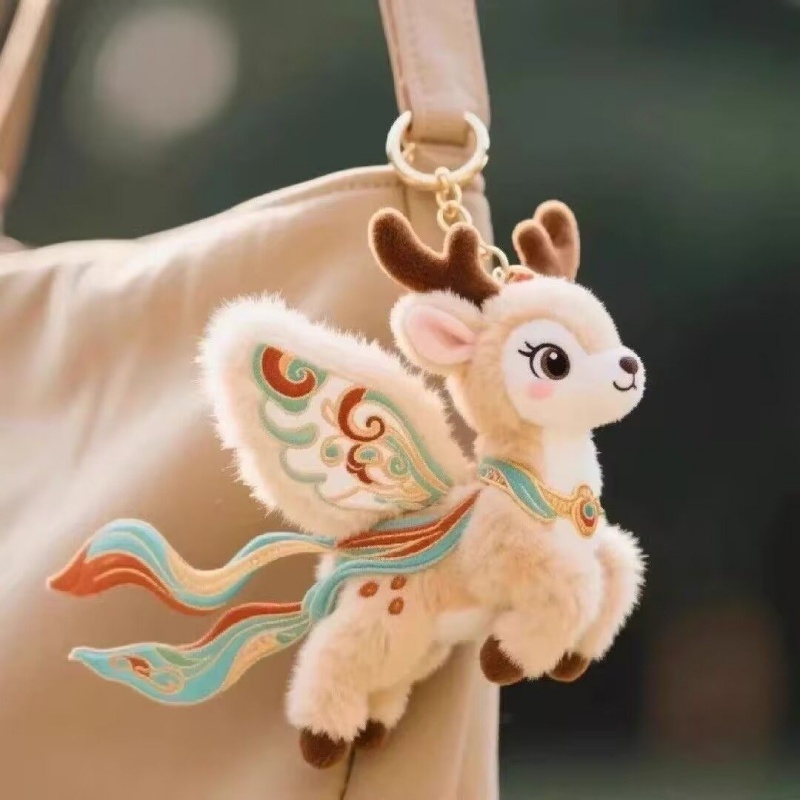 Creative Cultural Custom Plush Stuffed Cute Cat Nice-colored Deer Toy Keychain