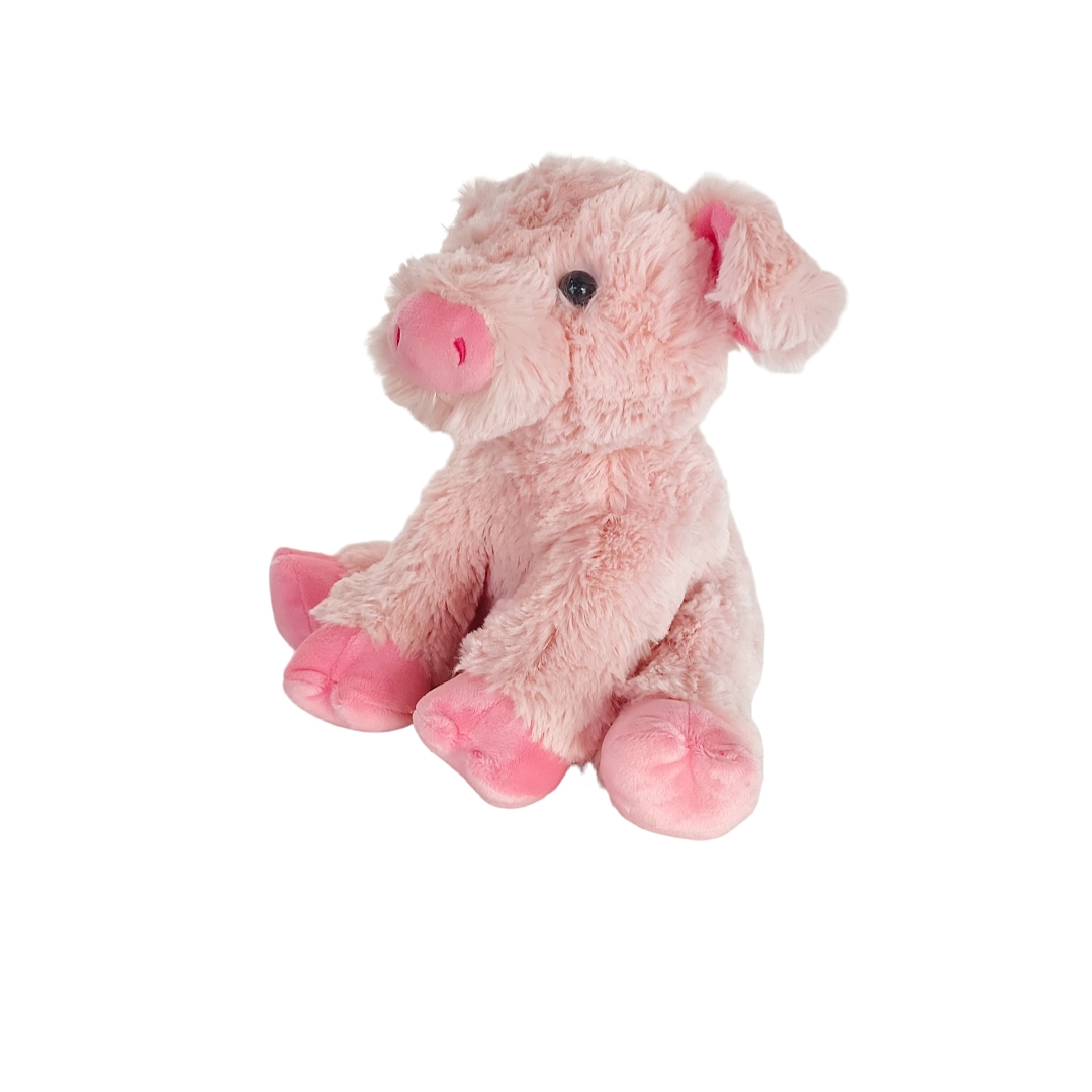 Fluffy plys pink gris siddende dyr engros udstoppet bl&oslash;d maskot gave leget&oslash;j