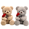 Boneka mainan beruang Teddy bunga mawar berbulu halus berkualitas tinggi