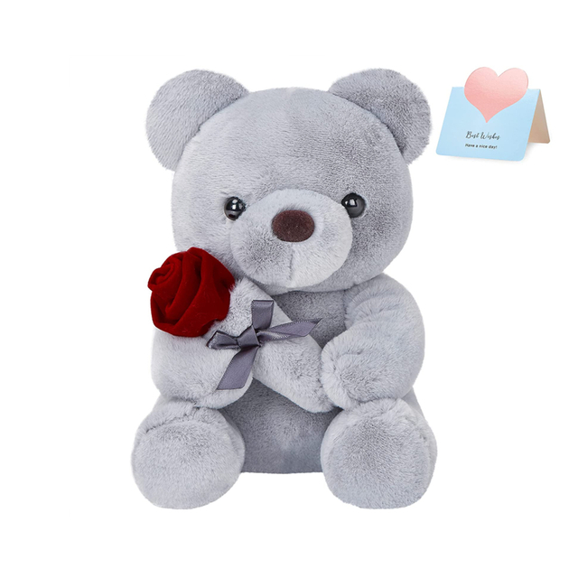 Fluffy Teddy Bear Fated Rabbit Hair Plush με Rose Valentines μαλακό γεμιστό παιχνίδι