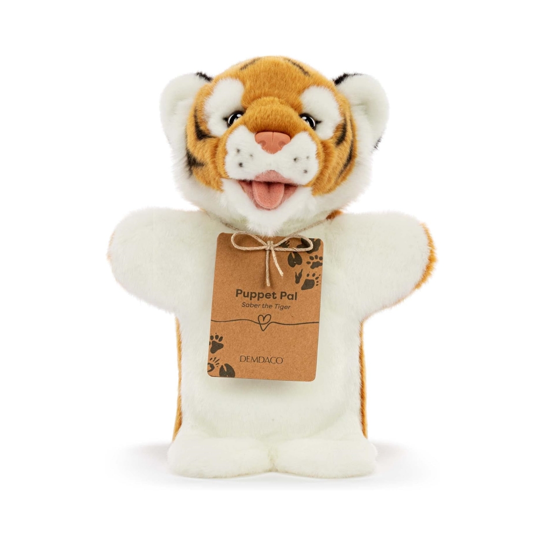 Happy Tiger Plush Soft Animal Stuffed Custom Hand Puppet Baby Toy
