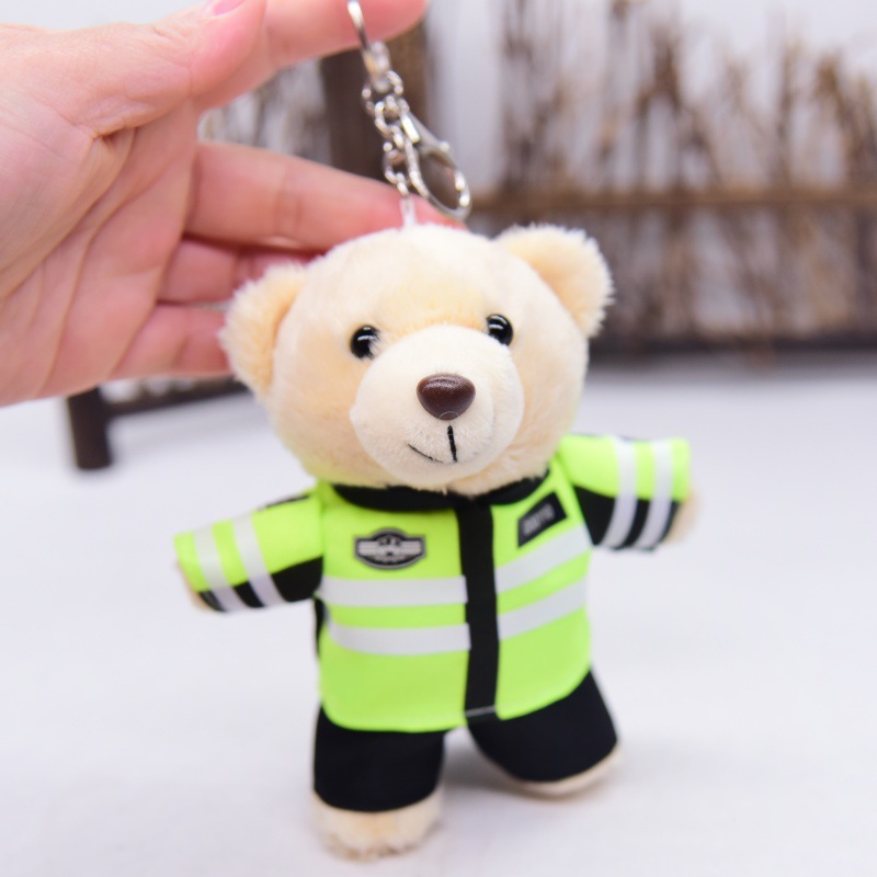 14cmカスタムぬいぐるみ警察テディベアおもちゃキーチェーンウィジェット