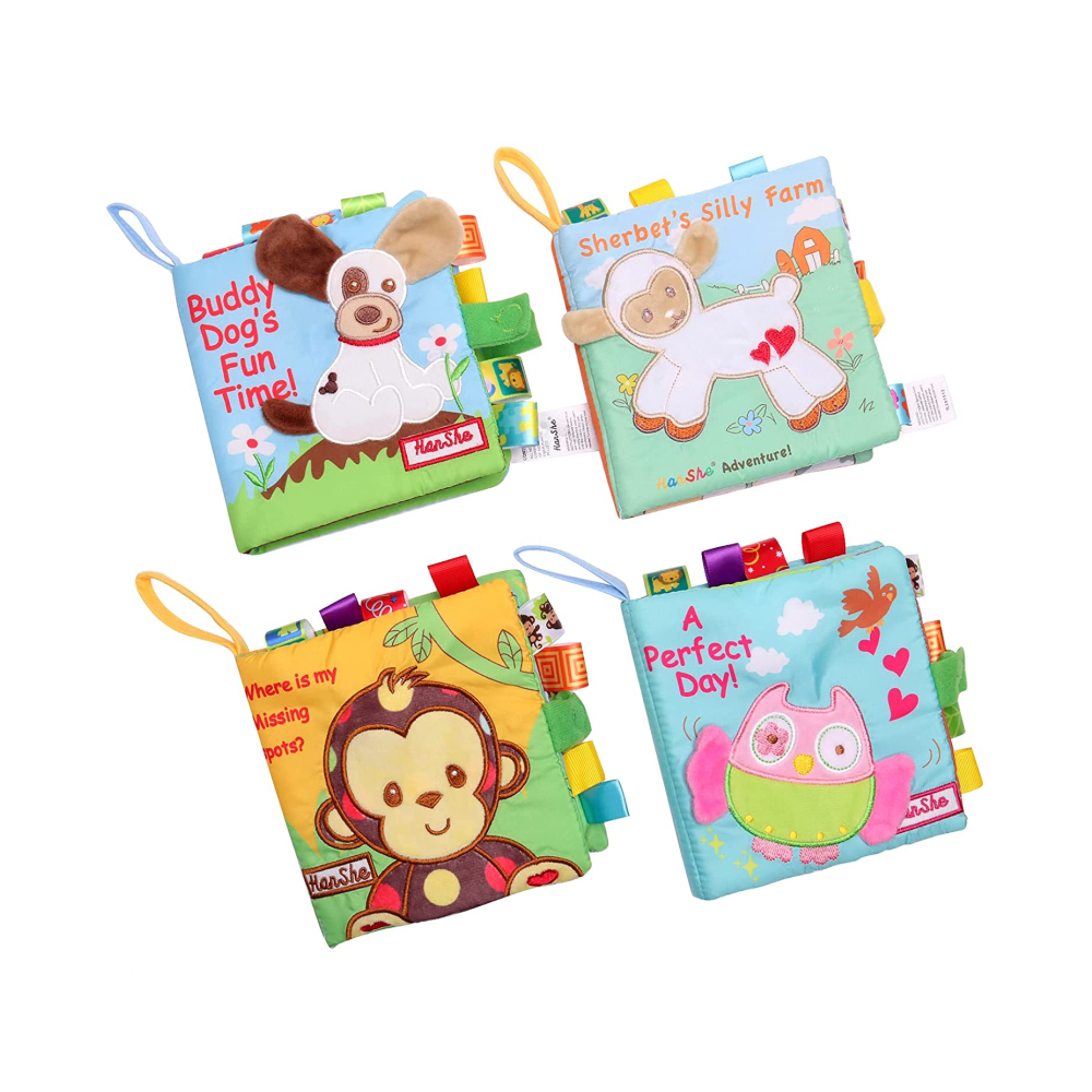 Premium zacht stoffen babyboek, stoffen boek, grappig met kreukelgeluiden, speelgoed