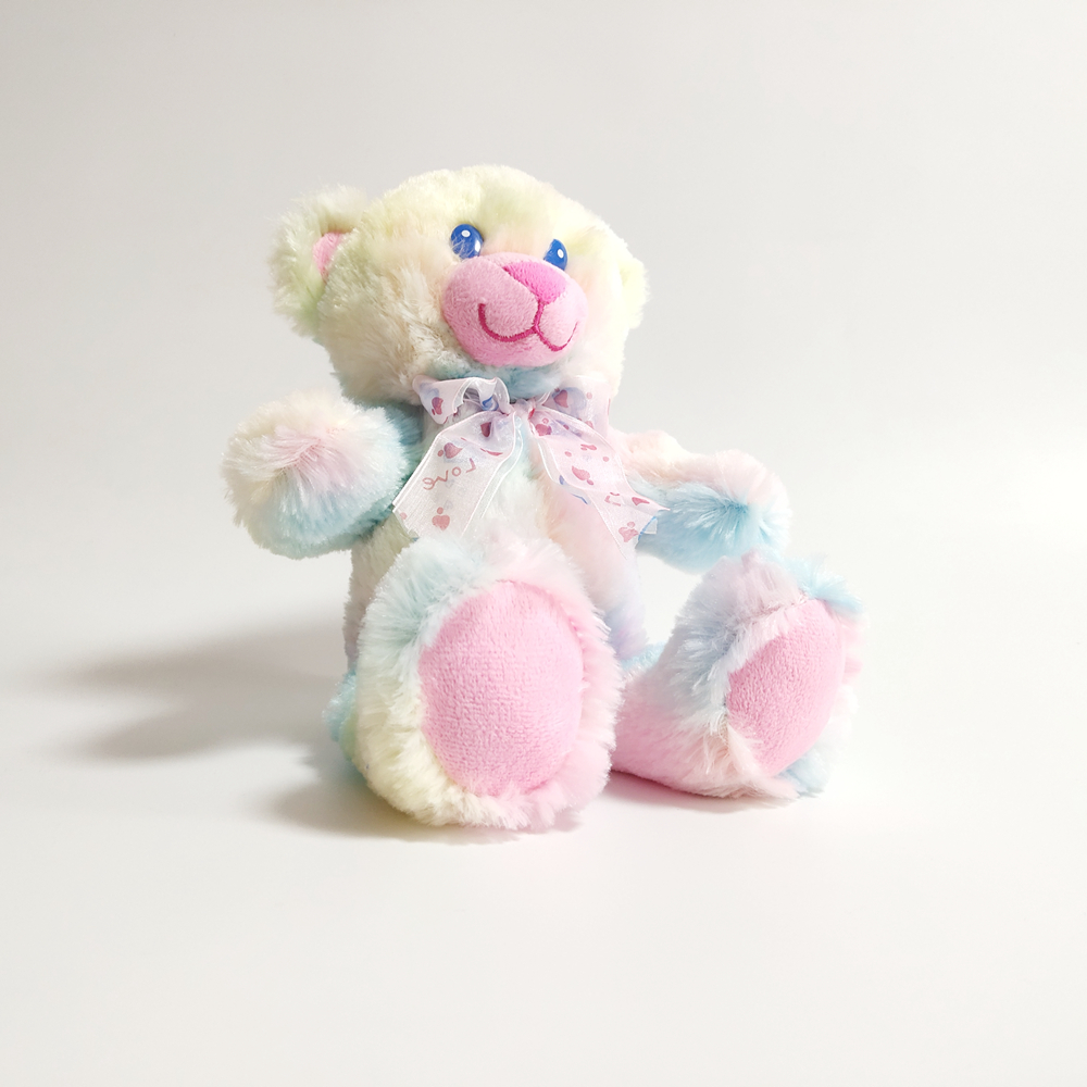 Juguete personalizado animal del oso de peluche del regalo de los ni&ntilde;os de la felpa suave y esponjosa del arco iris que se sienta