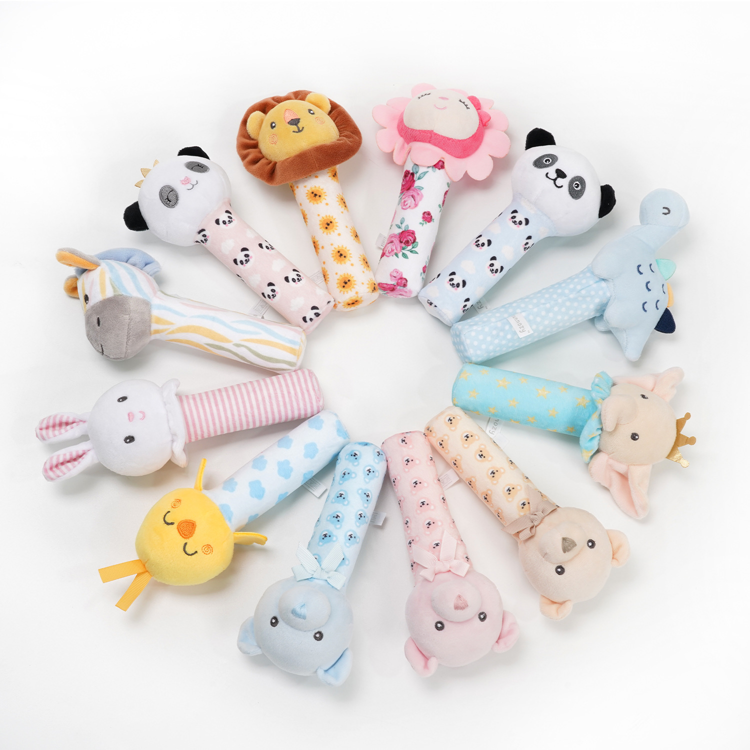 Baby Toy Set Plush Stuffed Cartoon Squeaky Hand Crank Child Sleeping Toys