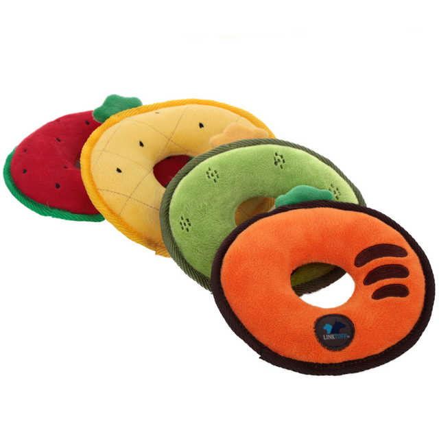 Tilpasset engros plysj utstoppede kj&aelig;ledyr Donuts Disc Dog Chew Squeaky Toy