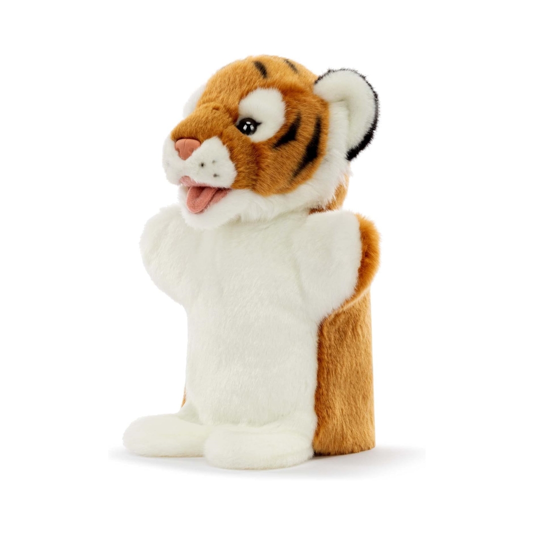 Happy Tiger Plush Soft Animal Stuffed Custom Hand Puppet Baby Toy