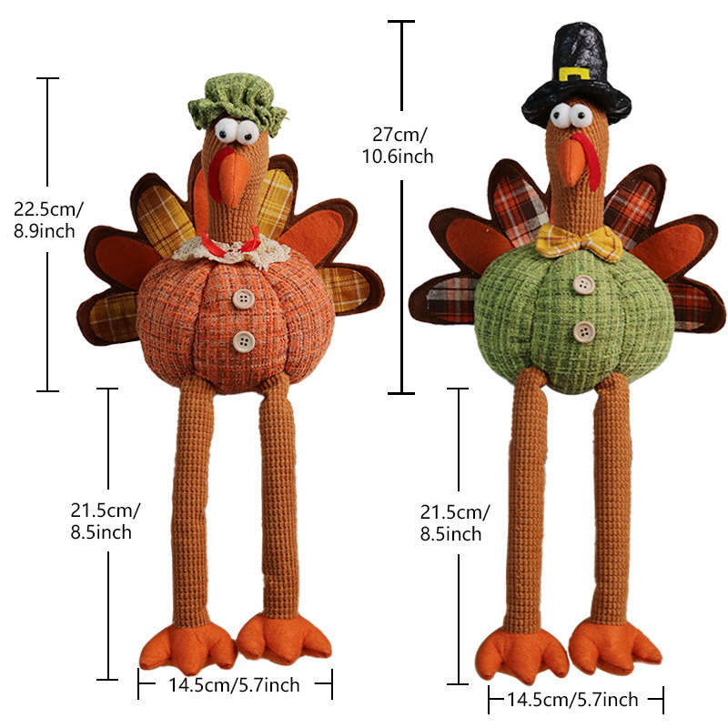 Thanksgiving Day dekoration Plys udstoppet lange ben tegneserie kalkun leget&oslash;jsdukke