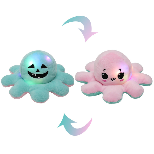 Custom Plüsch gefüllter Cartoon doppelseitiges Oktopus weiches Spielzeug mit LED
