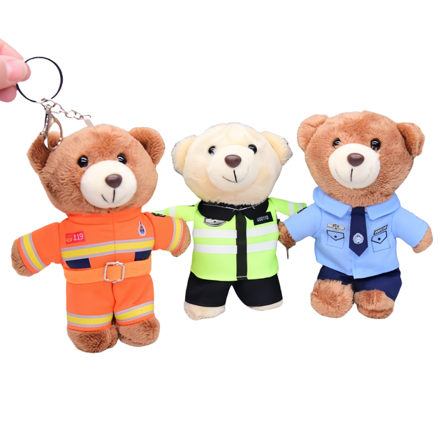 14cm Custom Plush Polisi Boneka Teddy Bear Toy Widget Keychain