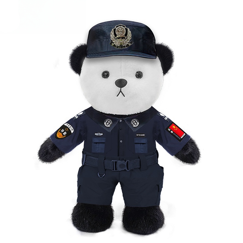 Linh vật t&ugrave;y chỉnh Nhồi b&ocirc;ng b&uacute;p b&ecirc; đồ chơi gấu tr&uacute;c cảnh s&aacute;t Swat dễ thương với đồng phục