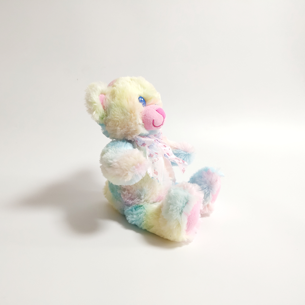 Juguete personalizado animal del oso de peluche del regalo de los ni&ntilde;os de la felpa suave y esponjosa del arco iris que se sienta