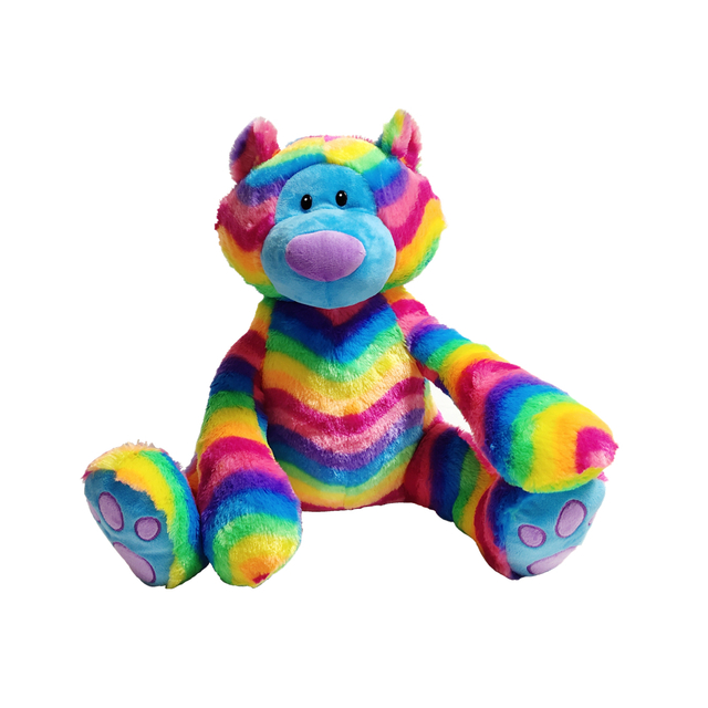Rainbow Teddy Soft Plish Animal Animal, ki sedi po meri CE barvita igrača medved