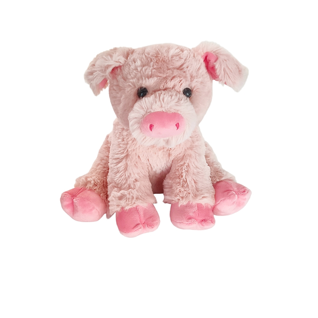 Fluffy plys pink gris siddende dyr engros udstoppet bl&oslash;d maskot gave leget&oslash;j