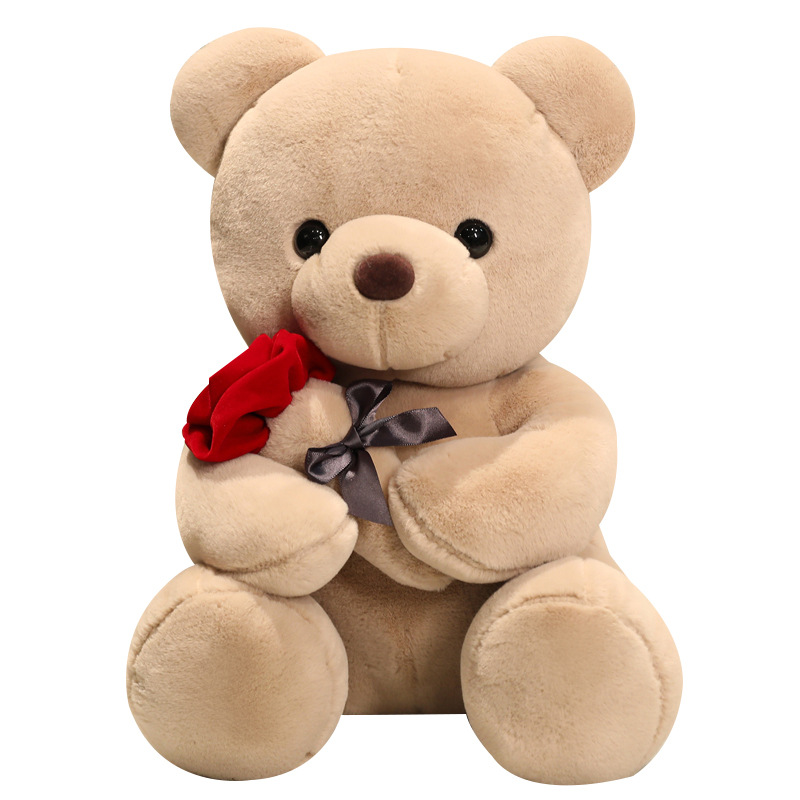 Boneka mainan beruang Teddy bunga mawar berbulu halus berkualitas tinggi