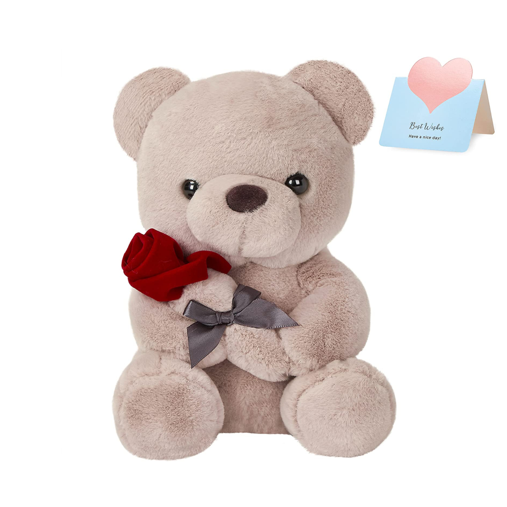 Peluche di pelo di coniglio finto orsacchiotto soffice con peluche morbido di San Valentino rosa