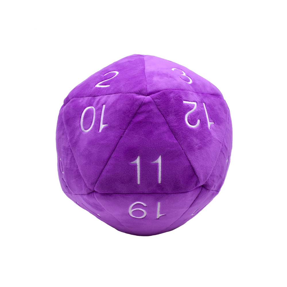 Jumbo D20 նորույթ Dice պլյուշ տարբեր գույներով սպիտակ համարակալմամբ փափուկ լցոնված OEM խաղալիքներով