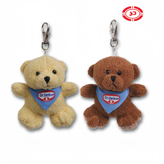 Niedliche kundenspezifische Plüschgefüllten Teddybärenspielzeugschlüsselkette mit Lätzchen