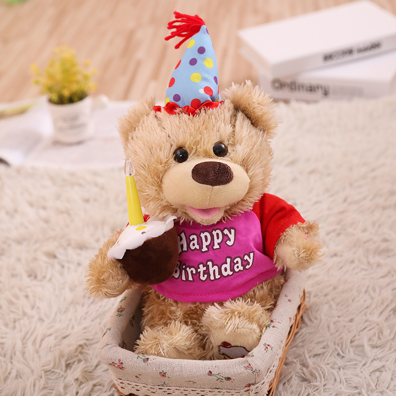 Aangepaste pluche gevulde teddybeer muziekspeelgoed voor verjaardag met Gifr-tas