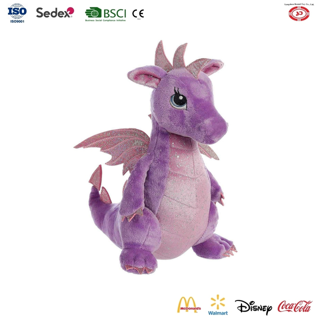 Tales Sparkle Purple 12Inches Larkspur Dragon Enchanting Lodër e Kafshëve të Kafshëve të mbushura