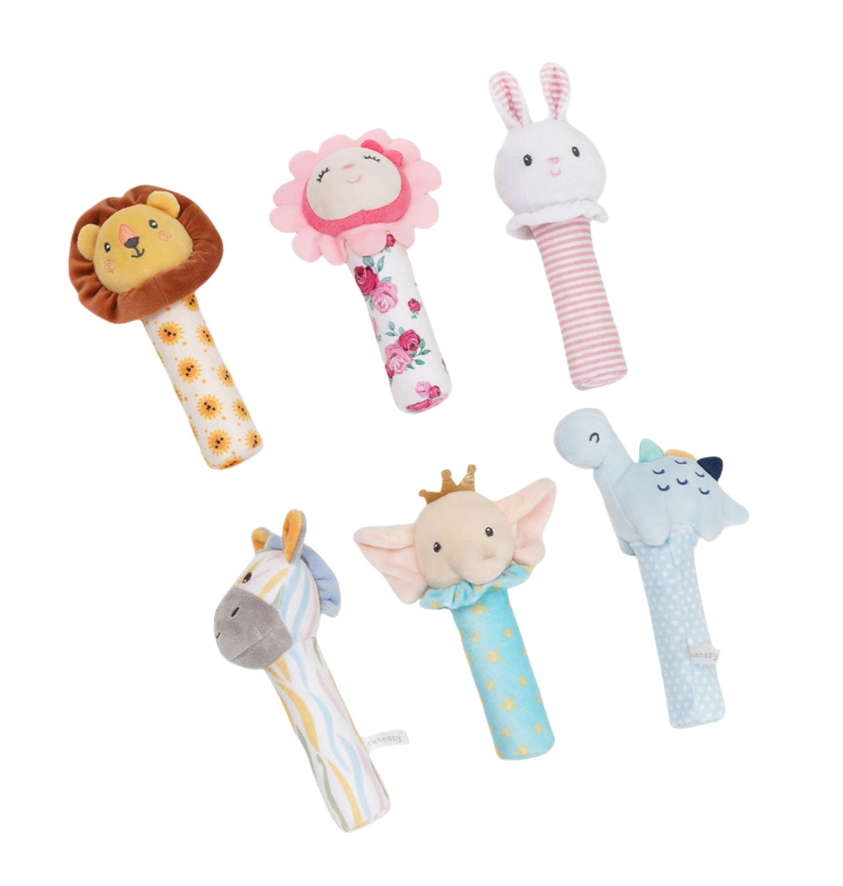 Baby Toy Set Plush Stuffed Cartoon Squeaky Hand Crank Child Sleeping Toys