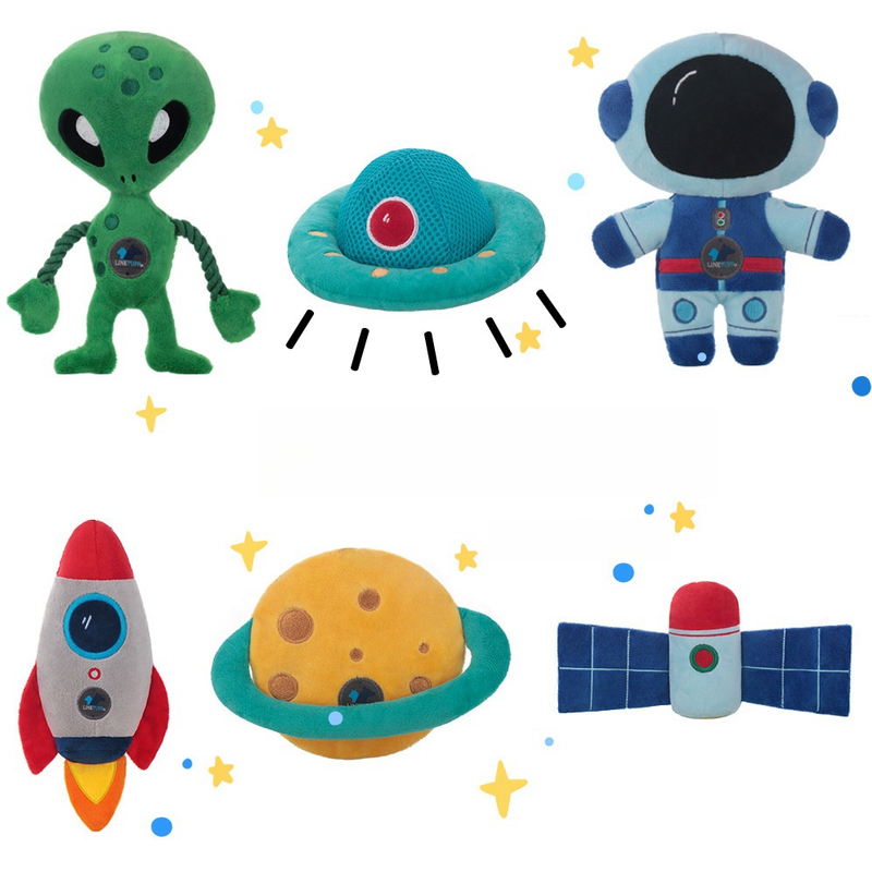 পাইকারি কাস্টম পোষা প্লাশ স্টাফড টেকনোলজিকাল এলিয়েন ডগ চিউ স্কুইকি খেলনা