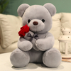Boneka mainan beruang Teddy bunga mawar berbulu halus berkualitas tinggi