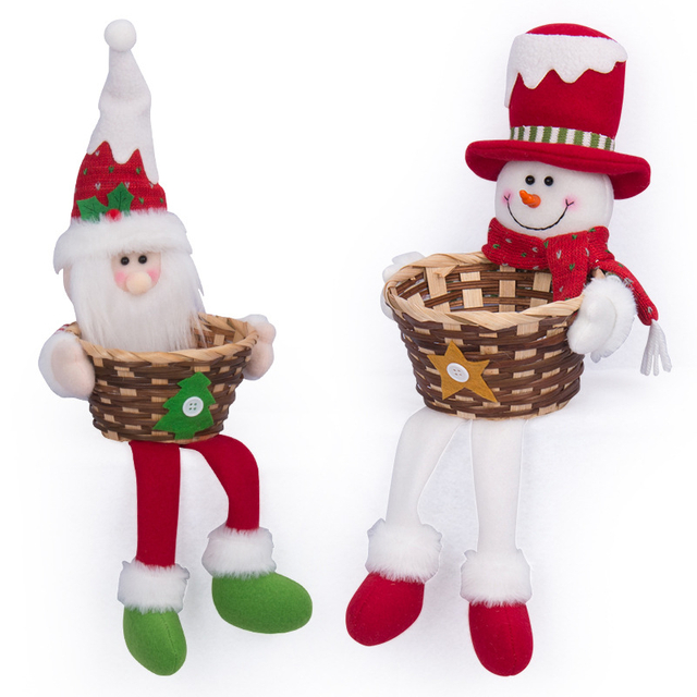 Dekoracja stołowa pluszowa nadziewana Święty Mikołaj Claus Toy Doll Christmas Candy Basket