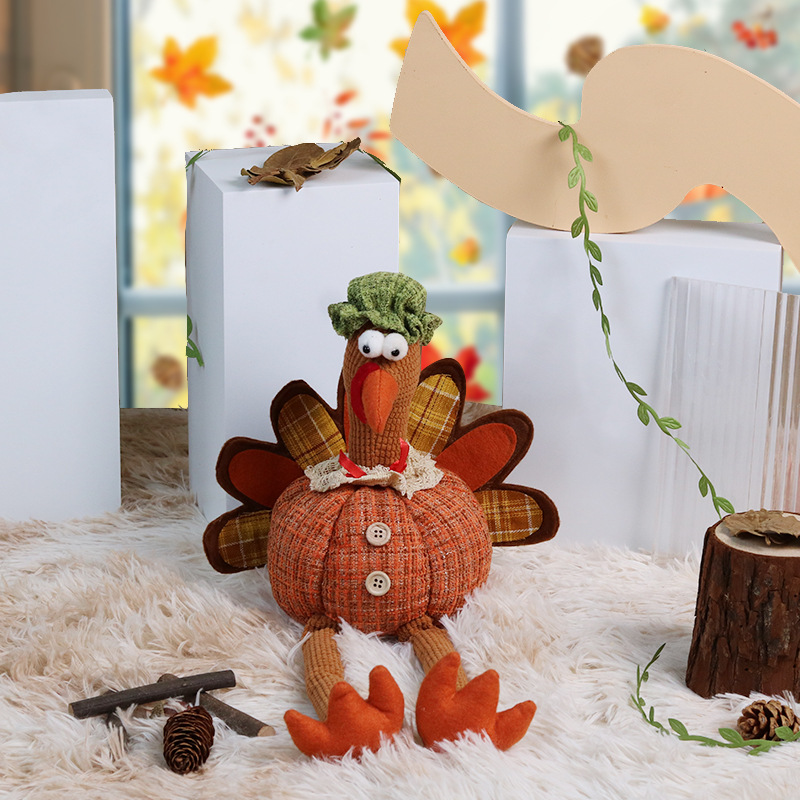 Thanksgiving Day dekoration Plys udstoppet lange ben tegneserie kalkun leget&oslash;jsdukke