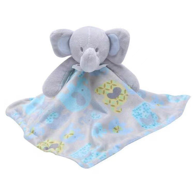 Custom Printing Plüsch gefülltes Cartoon Tier Elefant Baby Schlafspielzeug Lätzchen
