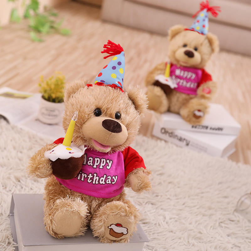 Aangepaste pluche gevulde teddybeer muziekspeelgoed voor verjaardag met Gifr-tas