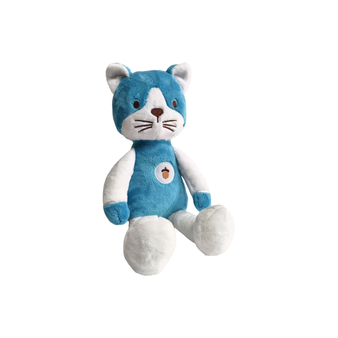 Boneka Mewah Kucing Biru Berbulu Maskot Hewan Duduk Grosir Kustom Ke