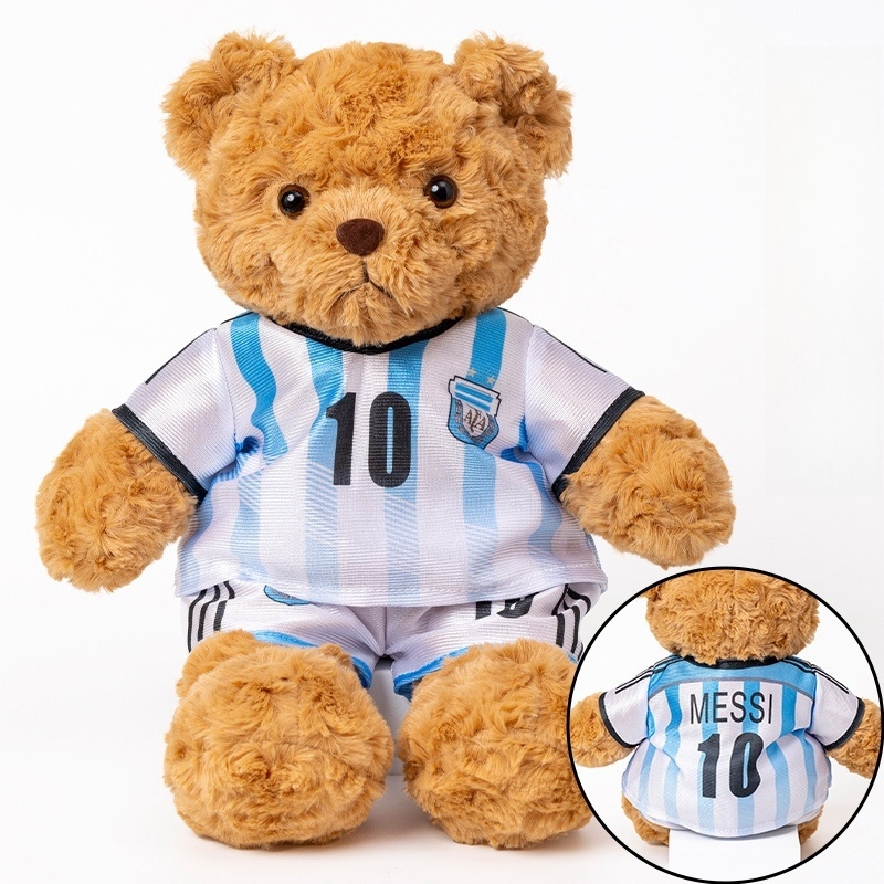 Maskot Sepak Bola Permainan Dunia Boneka Kartun Boneka Beruang Lembut Boneka Mainan dengan Kaus Kustom