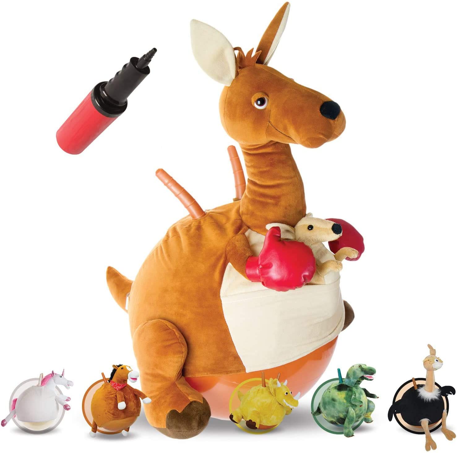 Bouncy pals ကလေးများ hopper ဘောလုံး plush တိရိစ္ဆာန်အဖုံးဖောင်း ခုန်ပေါက်ဘောလုံးအရုပ်