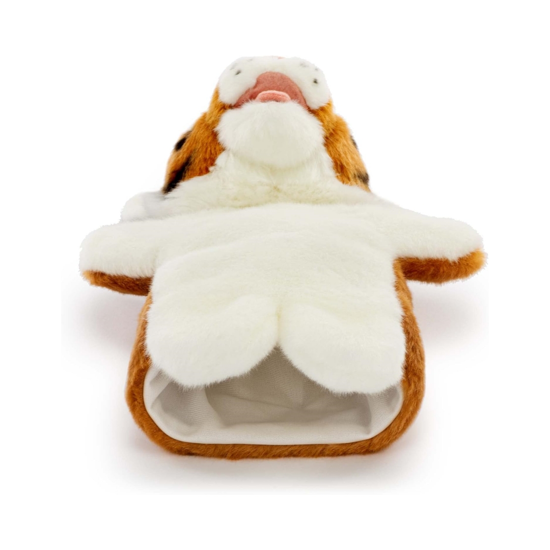 Happy Tiger Plush Soft Animal Stuffed Custom Hand Puppet Baby Toy