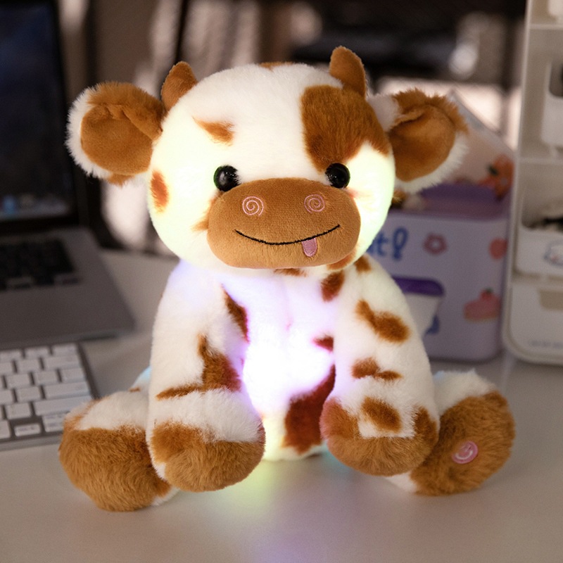 လက်ဆောင်အတွက် စိတ်ကြိုက် LED Plush အရုပ်ထည့်ထားသော တိရစ္ဆာန်နွားအရုပ်