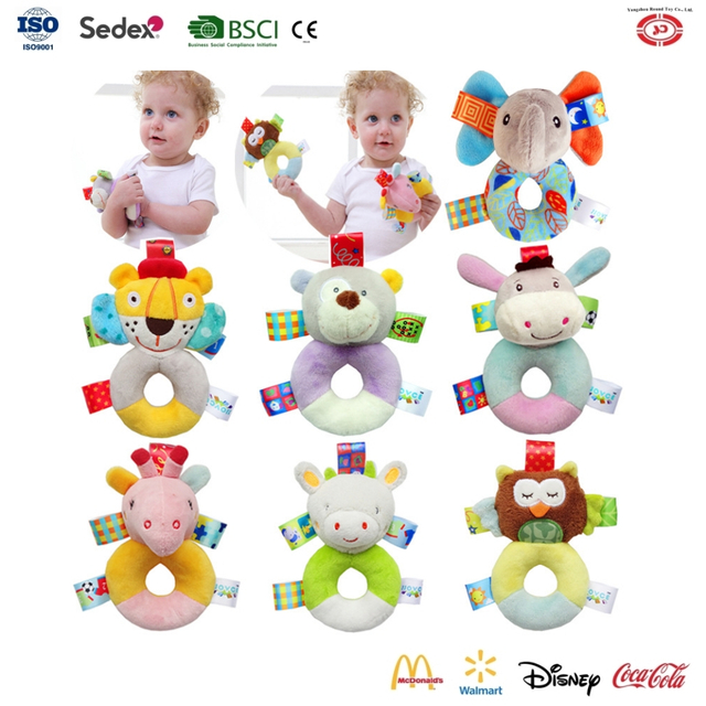 Yd-bd040 otroško izobraževalno ročno ročno rattle chake igrače s satenasto etiketo
