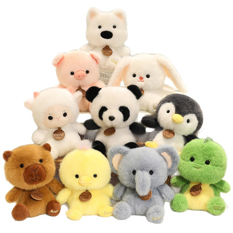 လက်ကား Plush Stuffed Fluffy Cute Animal Series Toy Doll Keyring