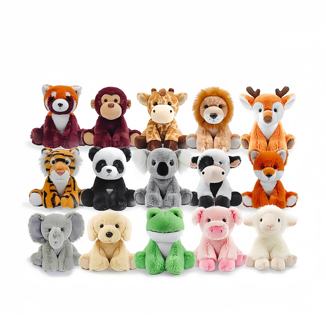 Sevimli kabarık yumuşak oturan hayvan peluş koleksiyonu toptan maskot &ouml;zel hediyelik oyuncaklar
