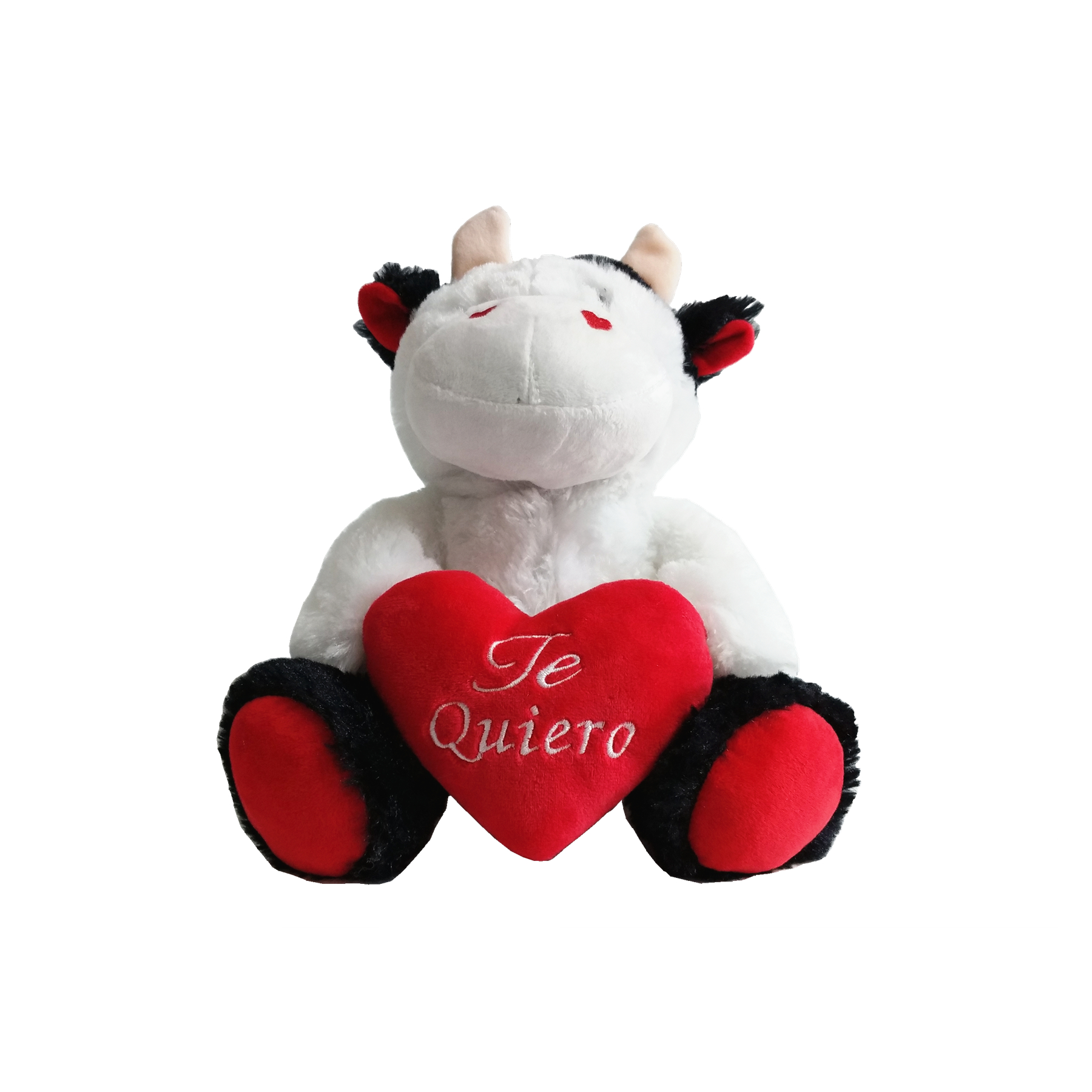 Valentines Day Cow Fluffy Soft Sitting Animal OEM Plush Stuffed Factory Toy na may Puso