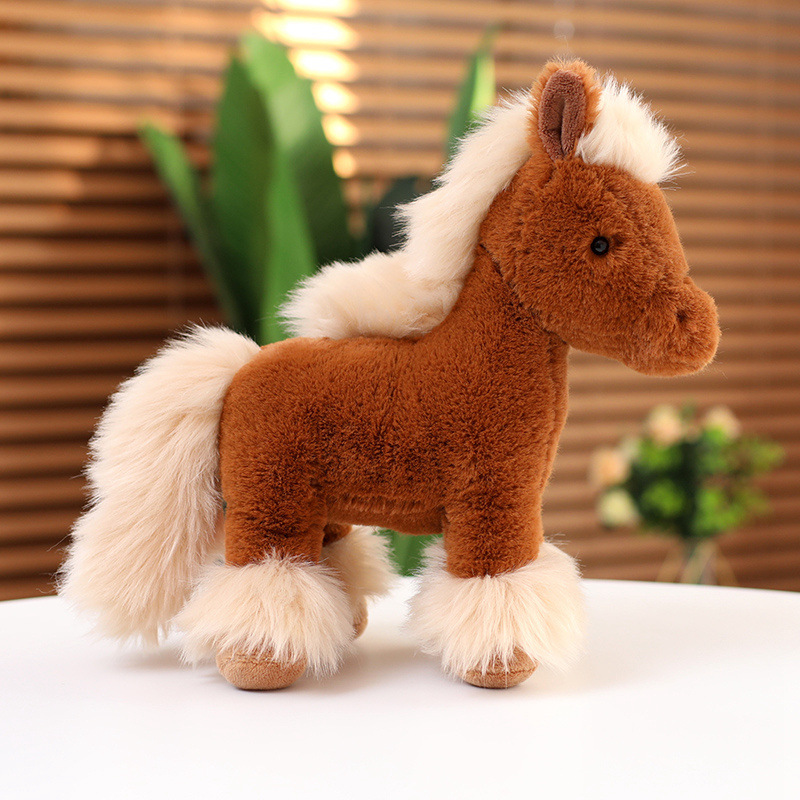 Poup&eacute;e en peluche personnalis&eacute;e, mascotte en peluche, jouet de cheval simul&eacute;
