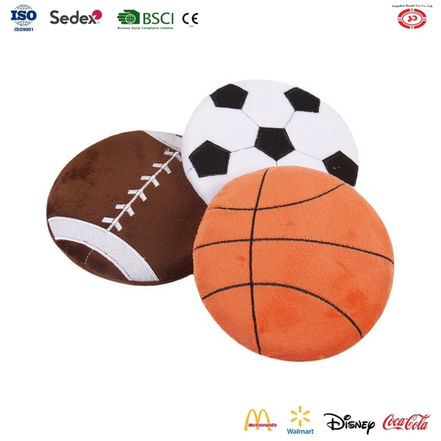 Yd-bd009 flat round sports ball plush creative soft squeaky dog ​​laruan pakyawan