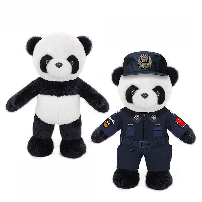 Linh vật t&ugrave;y chỉnh Nhồi b&ocirc;ng b&uacute;p b&ecirc; đồ chơi gấu tr&uacute;c cảnh s&aacute;t Swat dễ thương với đồng phục