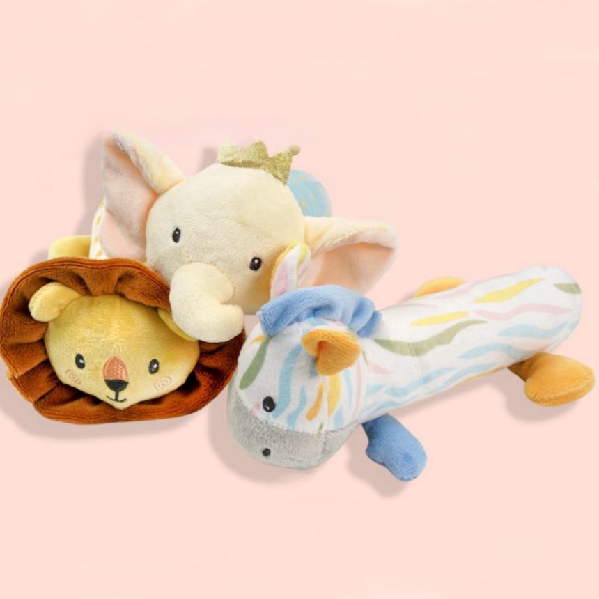 Brugerdefineret plysfyldt EN71 CE Soft Squeaker Baby h&aring;ndsving leget&oslash;j