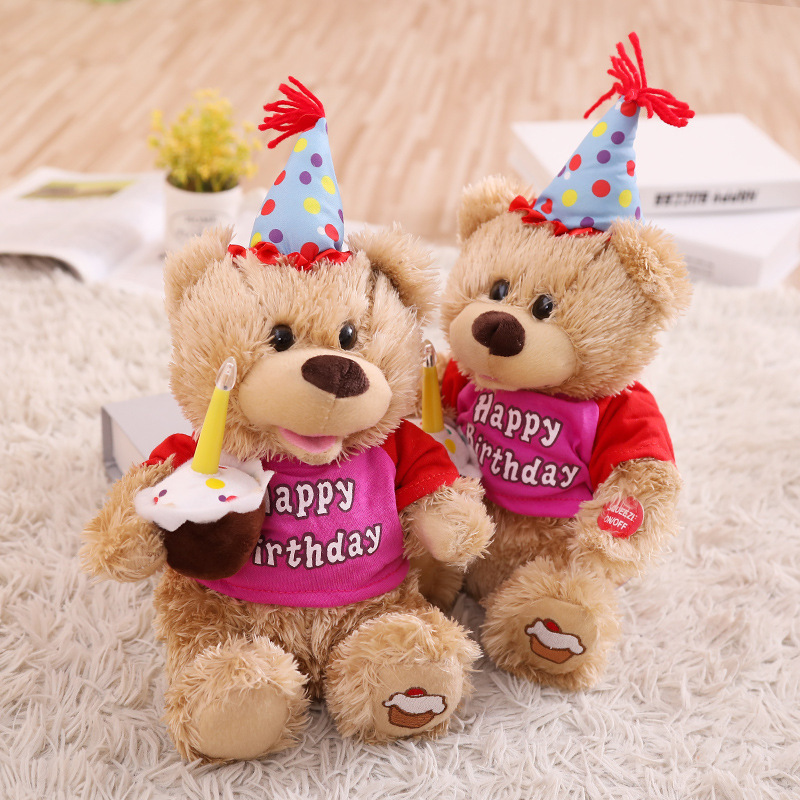 Aangepaste pluche gevulde teddybeer muziekspeelgoed voor verjaardag met Gifr-tas
