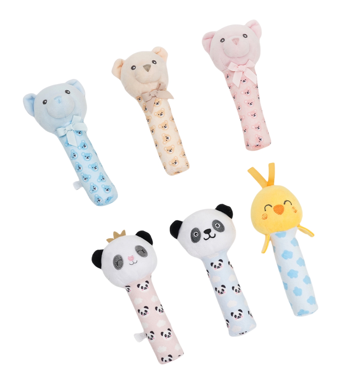 Baby Toy Set Plush Stuffed Cartoon Squeaky Hand Crank Child Sleeping Toys