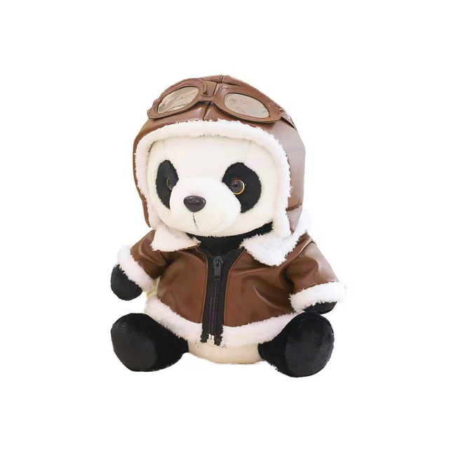 Panda loomade plush maskoti kohandatud tehase CE kinkemänguasjad koos pilootkostüümidega
